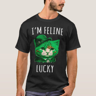 Irish Cat Leprechaun I'm Feline Lucky St Patricks  T-Shirt