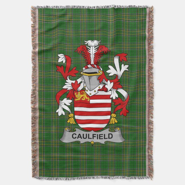  Irish Caulfield or Gaffney Coat of Arms Family Cr Throw Blanket (Front Vertical)