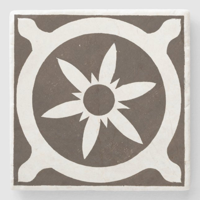 Irish Celtic Art Design Black Star Stone Coaster (Front)