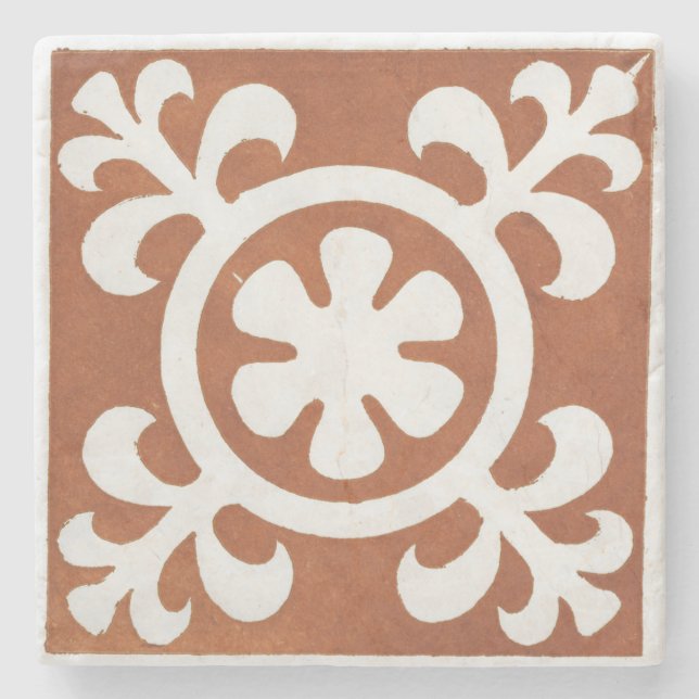 Irish Celtic Art Design Red Tile Stone Coaster (Front)