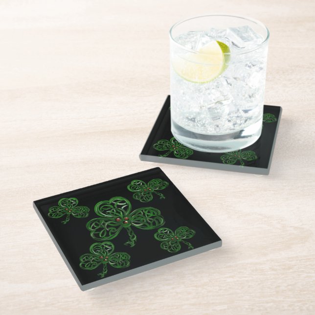 IRISH CELTIC ART GLASS COASTER (Angled)