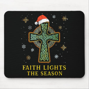 Irish Celtic Cross Knot Christian Faith Santa Hat Mouse Pad