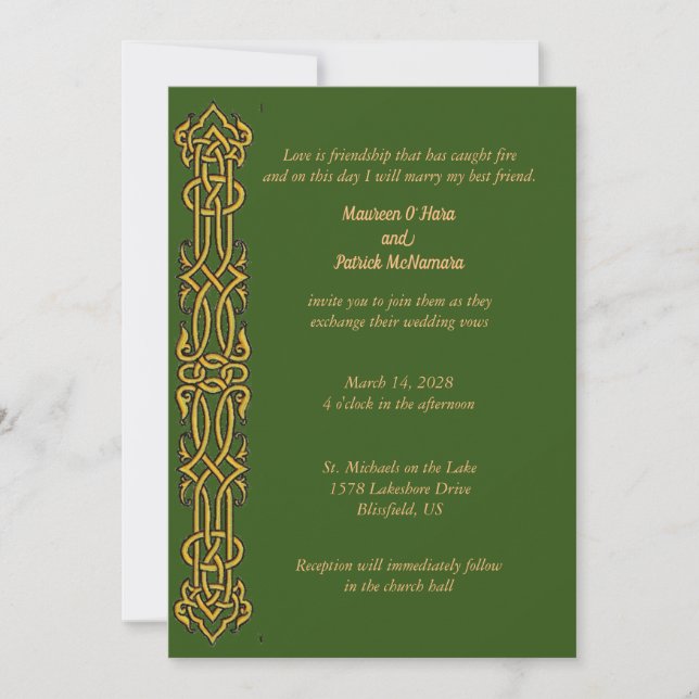 Irish Celtic Design Wedding Invitation (Front)