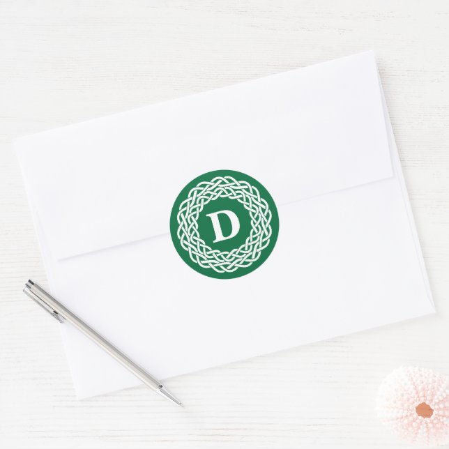 IRISH CELTIC Initial Monogram Classic Round Sticke Sticker (Envelope)