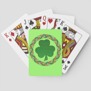 Irish celtic shamrock green playing cards