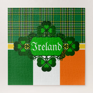 Irish Celtic shamrock/Ireland national plaid/flag  Jigsaw Puzzle