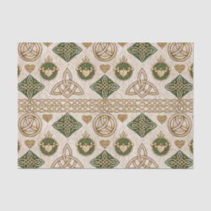 Irish Celtic Triquetra & Claddagh Heritage Pattern Tissue Paper