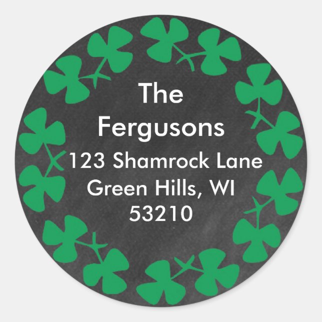 Irish Chalkboard Shamrock Address Label (Front)