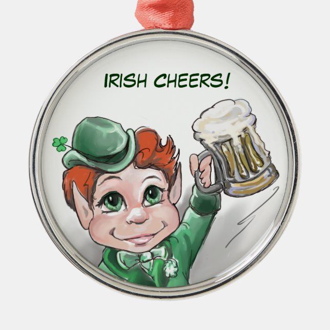 Irish Cheers! Portrait Premium Round Ornament (Front)