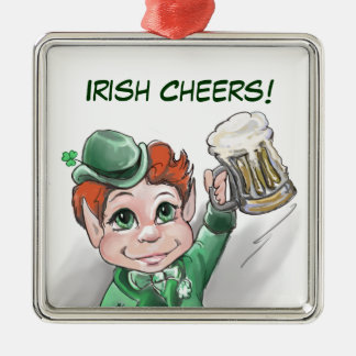 Irish Cheers! Portrait Premium Square Ornament