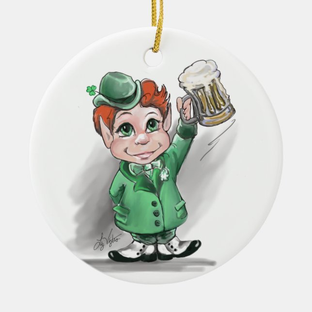 Irish Cheers! Round Ornamnet Ceramic Tree Decoration (Front)