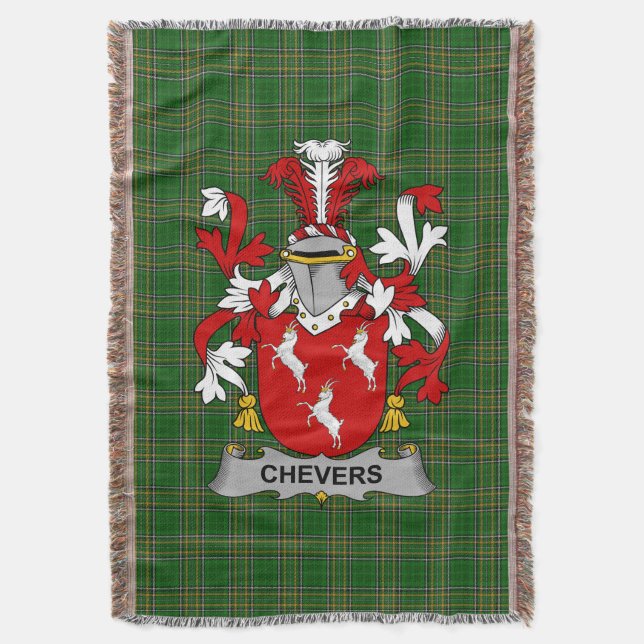  Irish Chevers Coat of Arms Family Crest Ireland Throw Blanket (Front Vertical)