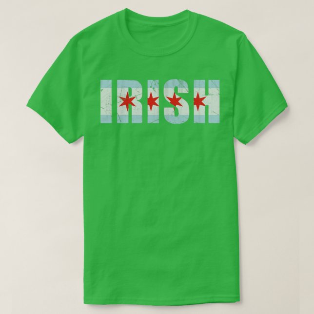 Irish Chicago Flag St Patricks Day T-Shirt (Design Front)