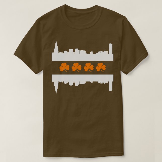 Irish Chicago Skyline Flag T-Shirt (Design Front)