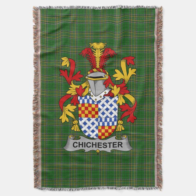  Irish Chichester Coat of Arms Family Crest Irelan Throw Blanket (Front Vertical)