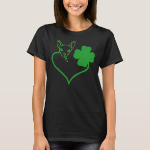 Irish Chihuahua Face Shamrock St Patricks Day Dog T-Shirt