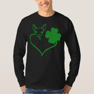 Irish Chihuahua Face Shamrock St Patricks Day Dog  T-Shirt