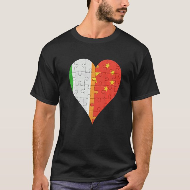 Irish Chinese Flag Heart T-Shirt (Front)