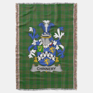 Irish Chinnery Coat of Arms Family Crest Ireland Throw Blanket