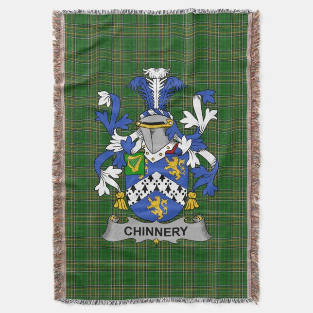  Irish Chinnery Coat of Arms Family Crest Ireland Throw Blanket (Front Vertical)