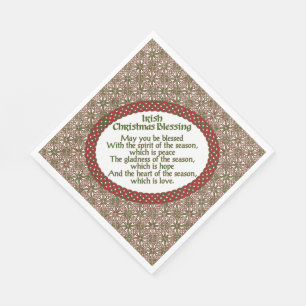 Irish Christmas Blessing, Red Green Celtic Holiday Napkin