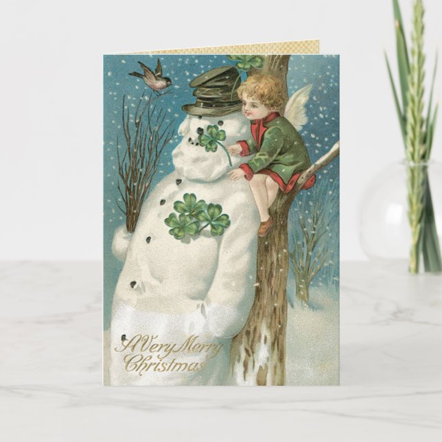Irish Christmas Cards, Vintage Christmas Holiday Card (Front)