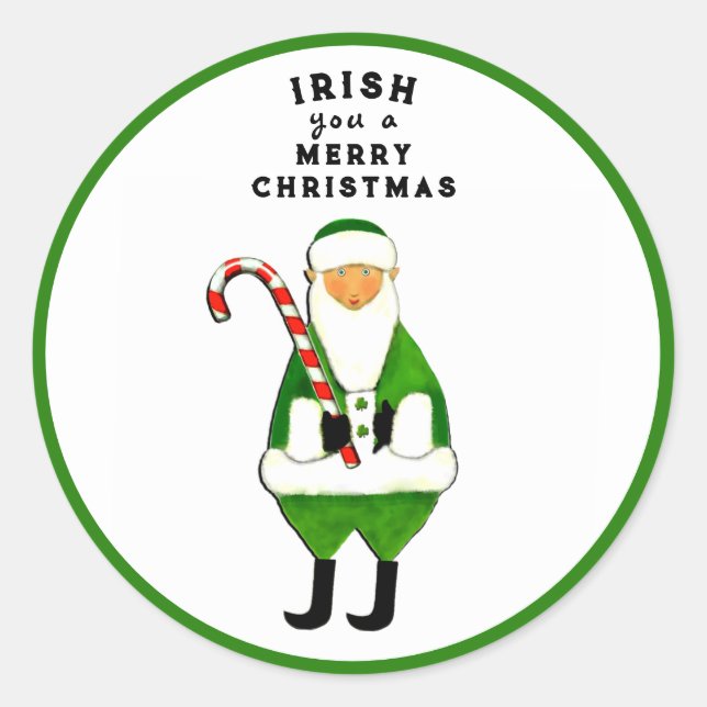 Irish Christmas Classic Round Sticker (Front)