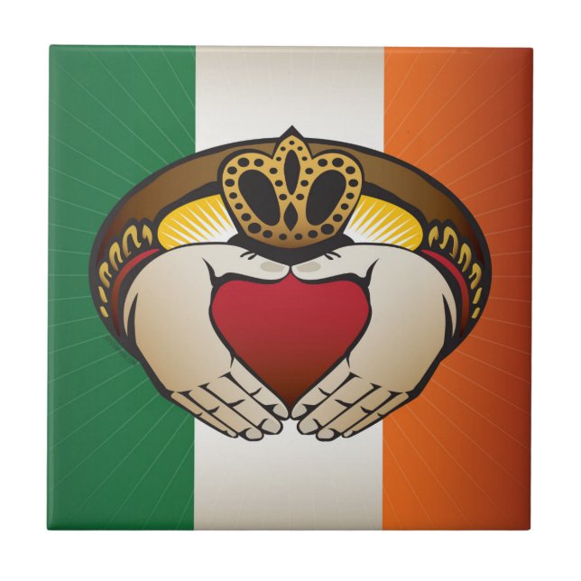 Irish Claddagh Flag Crest Tile (Front)