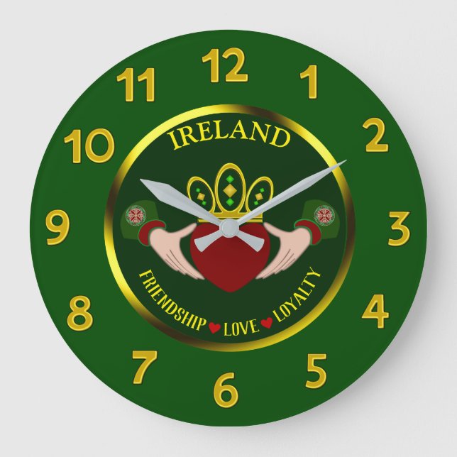 Irish Claddagh Personalised Large Clock (Front)