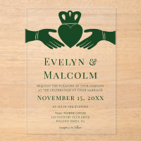 Irish Claddagh Ring Simple Graphic Green Wedding