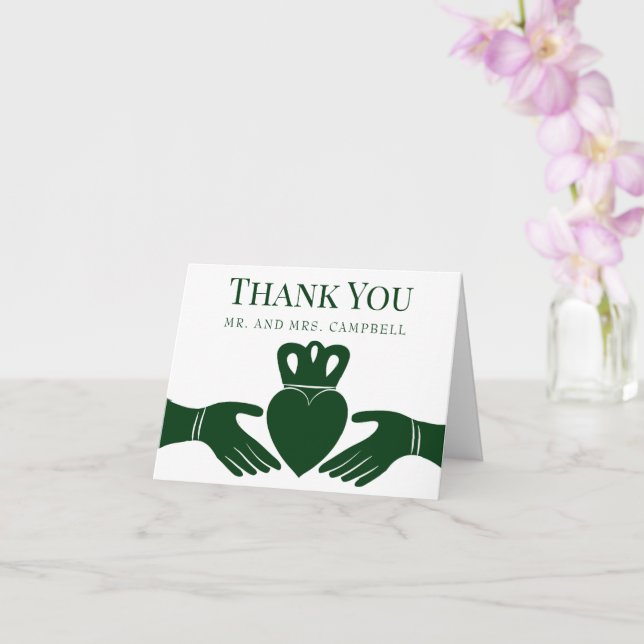 Irish Claddagh Ring Simple Graphic Green Wedding Card (Orchid)