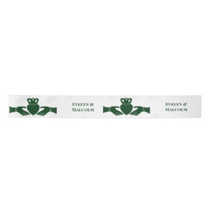 Irish Claddagh Ring Simple Graphic Green Wedding Satin Ribbon