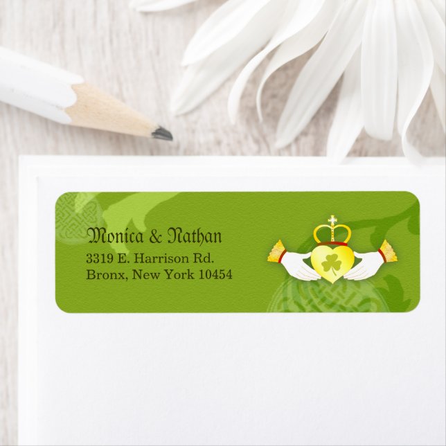 Irish Claddagh Ring Wedding Return Address (Insitu)