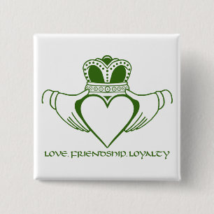 Irish Claddagh symbol pin or button