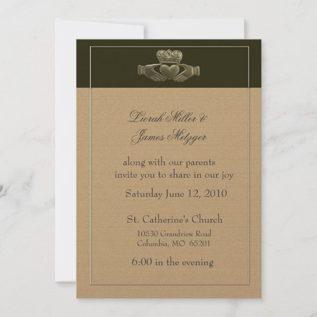 Irish Claddagh Wedding Invitation (Front)