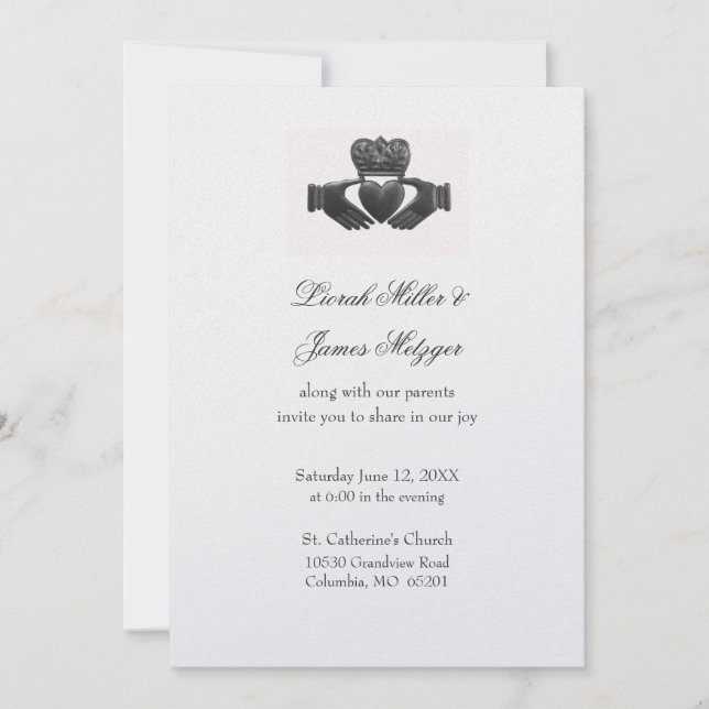 Irish Claddagh Wedding Invitation (Front)