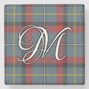 Irish Clan MacNamara Tartan Custom Monogram Stone Coaster
