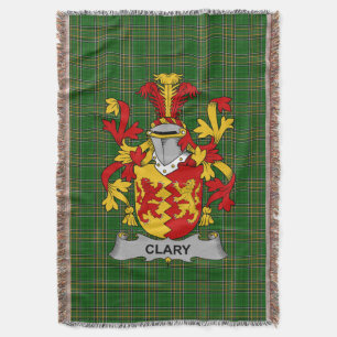 Irish Clary or O_Clary Coat of Arms Family Crest Throw Blanket