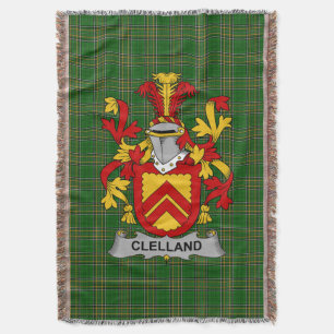 Irish Clelland or McClelland Coat of Arms Family Throw Blanket