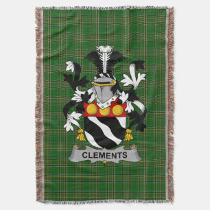 Irish Clements Coat of Arms Family Crest Ireland Throw Blanket