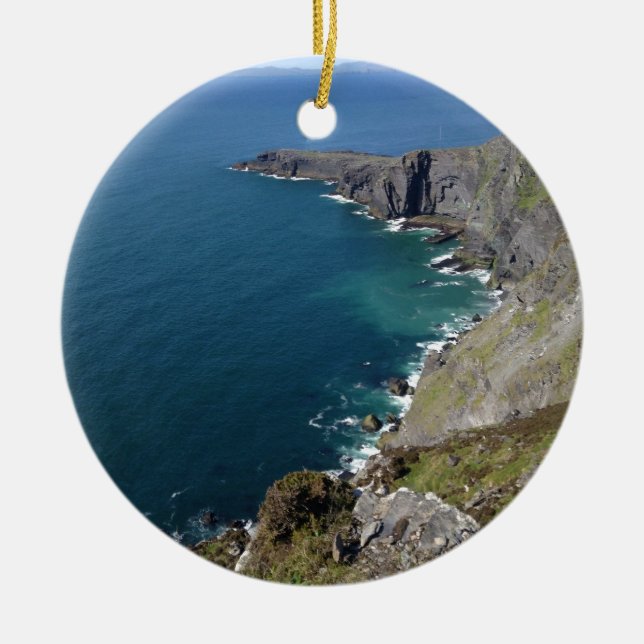 Irish Cliffs In Dingle Ireland By The Ocean Ceramic Tree Decoration (Front)