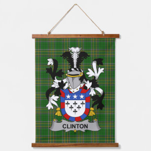 Irish Clinton Coat of Arms Family Crest Hanging Tapestry