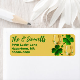 Irish Clover and  Gold Horseshoes Address Labels