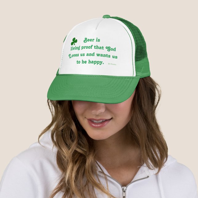 Irish clover beer quote hat (In Situ)