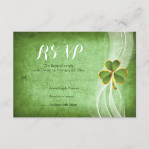 Irish clover green St. Patrick’s Day wedding RSVP