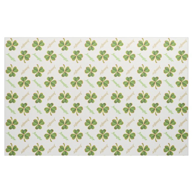 Irish clover & name St. Patrick's Day personalised Fabric (Fat Quarter)