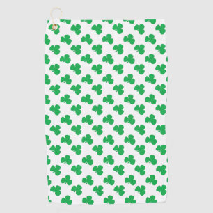 Irish Clover St. Patrick's Day vibrant green white Golf Towel