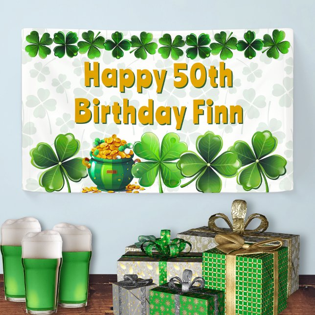 Irish Clovers Adult Birthday Party Banner (Creator Uploaded)