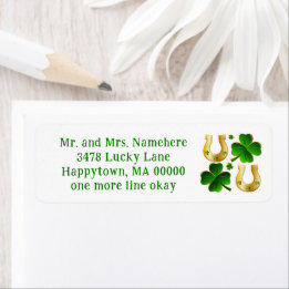 Irish Clovers Golden Horseshoes Return Address