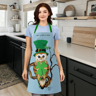 Irish Clovers Owl Green Apron